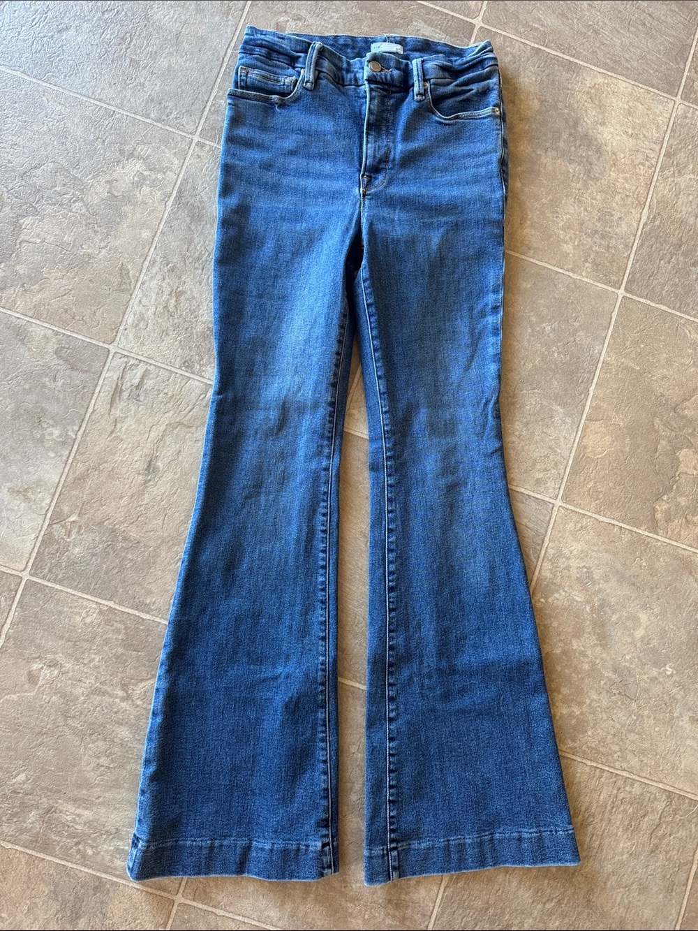 Good American Dark Blue Flare Jeans 6/28